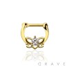 ROUND BEZEL CZ LOTUS SEPTUM HINGED CLICKER